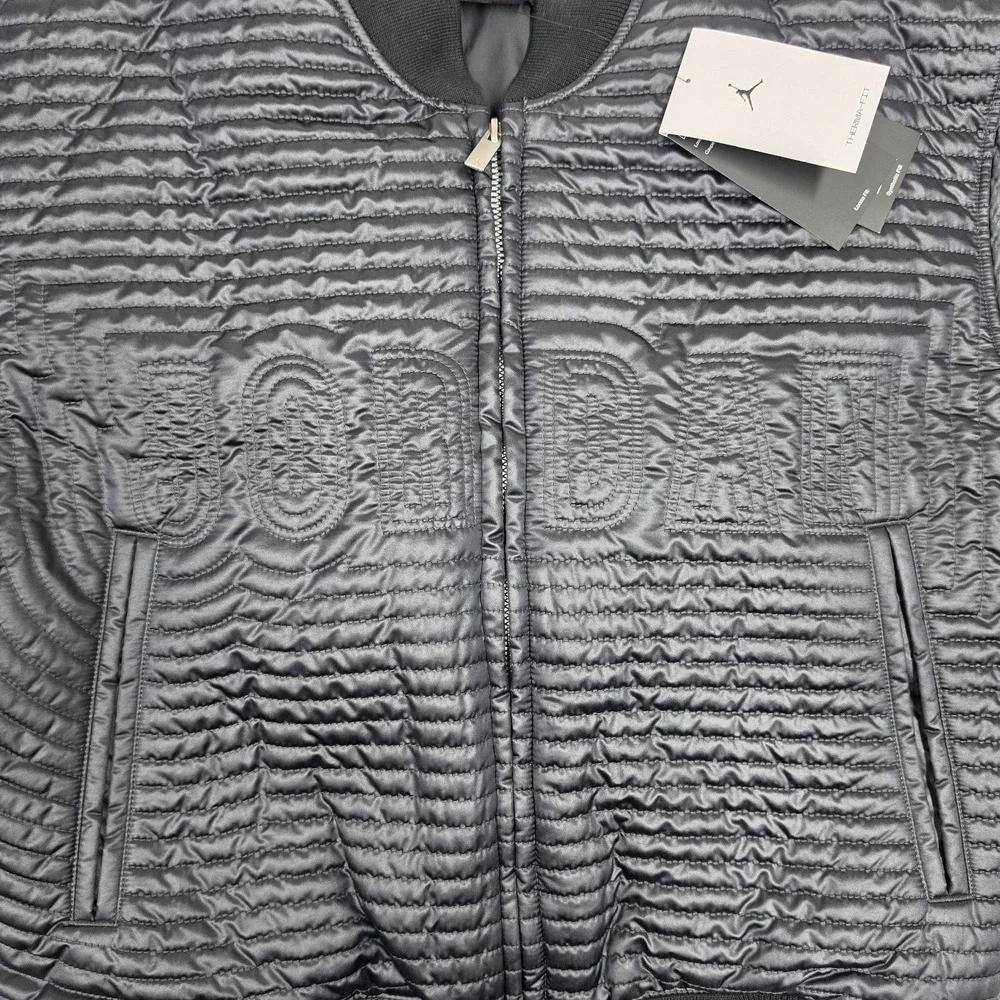 Jordan Flight Varsity Full Zip Quilted Black Jacket II5314-010 Men's Size Small